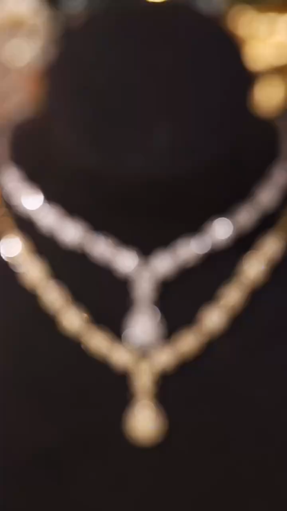 18k Gold Necklace, Luxury Semi-Circle Diamond Necklace with 1.50ct Natural Diamonds