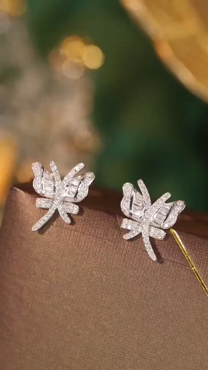 Butterfly 18k Gold Earrings, Studded with 0.46ct Natural Diamond 