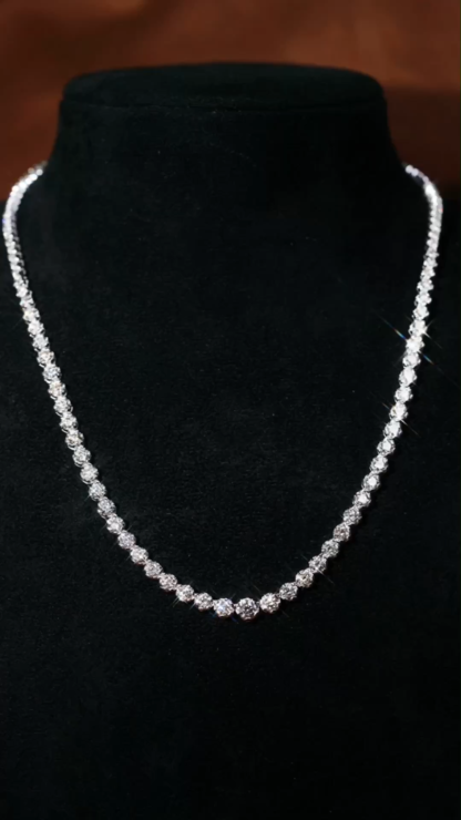 18k Gold Necklace, Luxury Diamond Necklace with Full Circle Setting, Natural Diamonds totaling 7.65ct