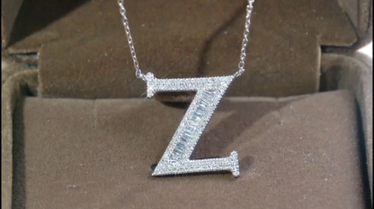 18k Gold Necklace with the Letter "Z" Inlaid with 0.42ct Natural Diamond