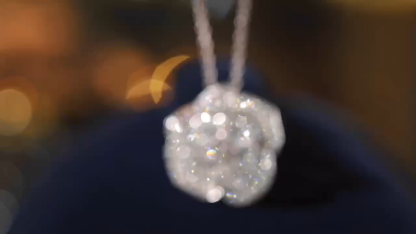 18k Gold Necklace with Flower Design, Natural Diamond 0.50ct