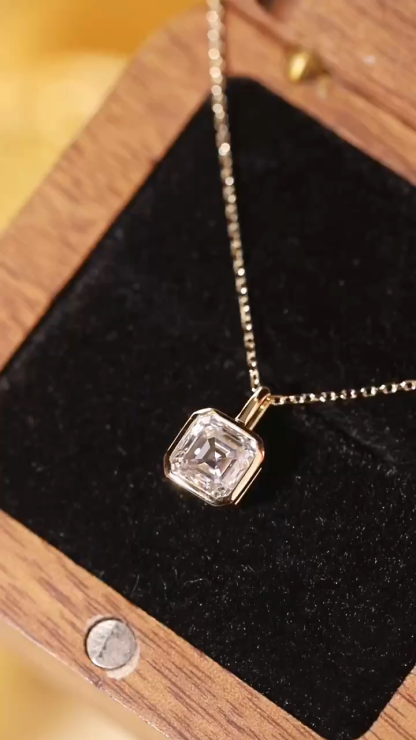  Modern Brilliance ·  Asscher Cut Lab Grown Diamond Bezel Necklace