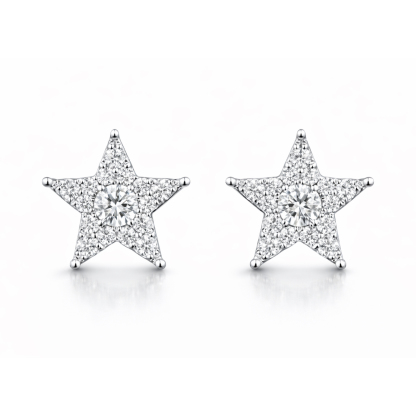 18k gold earrings in star shape, set with a natural diamond of 0.50 carats.