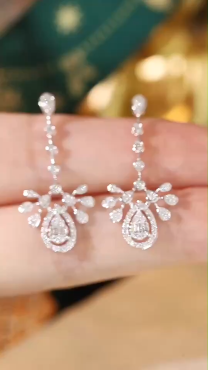 18k Gold Earrings, Studded with 0.60ct Natural Diamond 