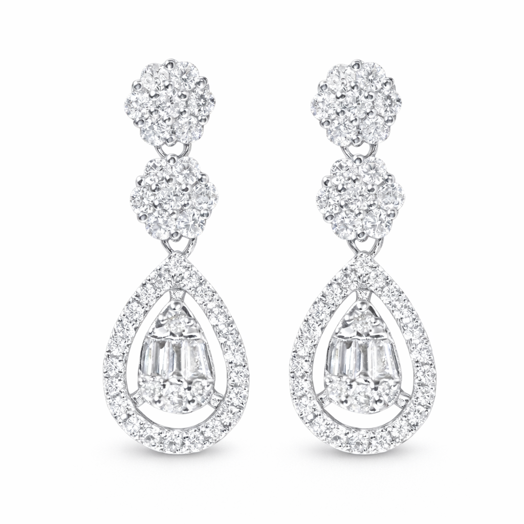 18k Gold Earrings, Studded with 0.60ct Natural Diamond 