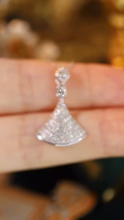 18k Gold Diamond Necklace with Skirt Design, Natural Diamond 0.65ct