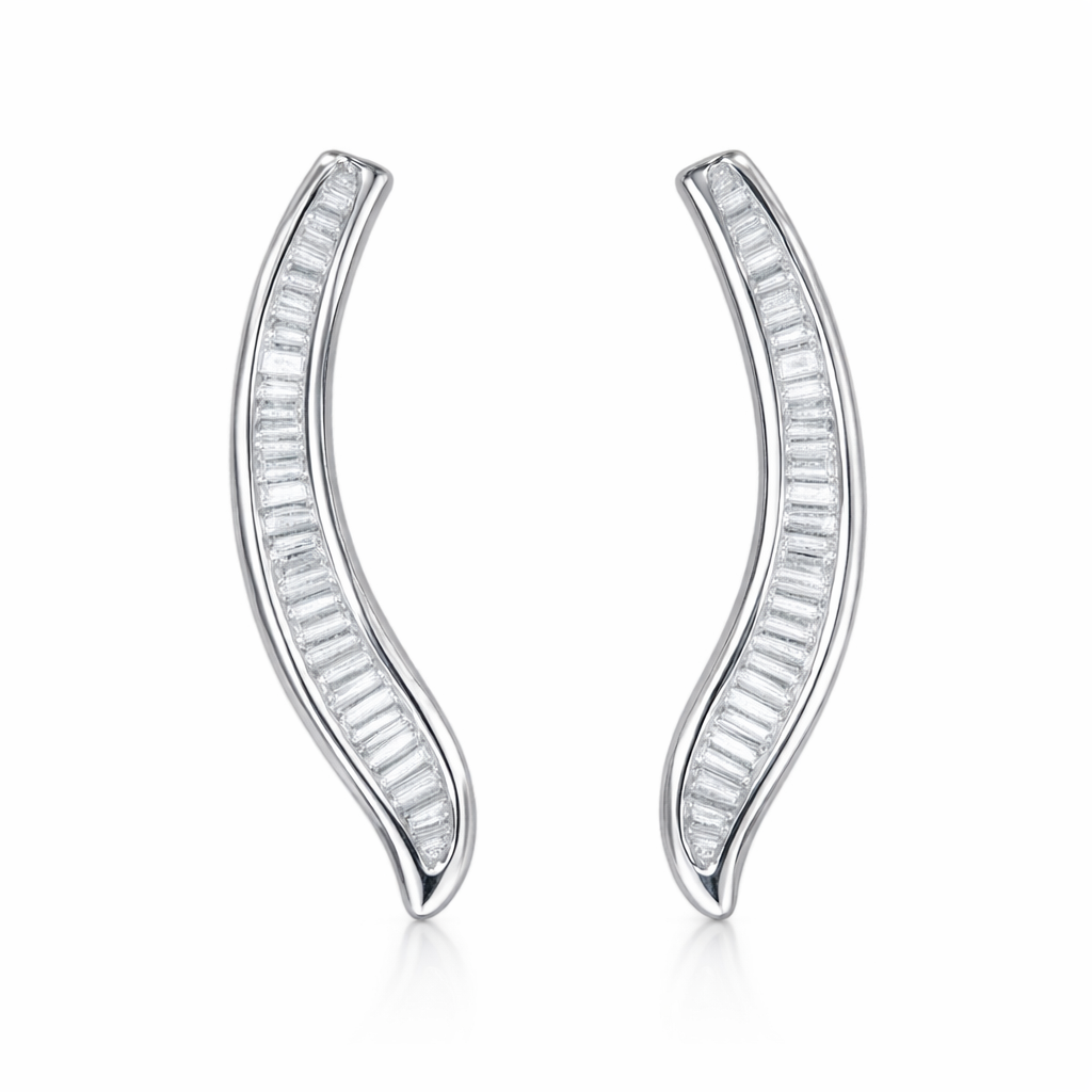 Leaves 18K Gold Natural Diamond Stud Earrings | Cluster-Set 0.24CT Diamonds