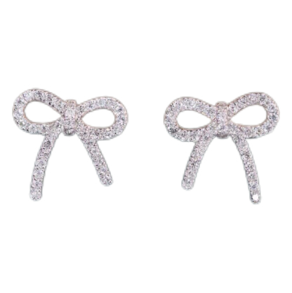 18k gold earrings with a bow design, featuring a natural diamond of 0.24 carats.
