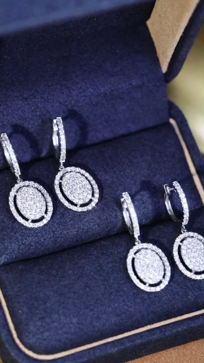 18K Gold Natural Diamond Stud Earrings | Cluster-Set 1.20CT Diamonds 