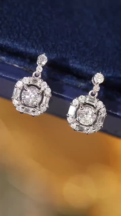 18k Gold Earrings Studded with a 0.74ct Natural Diamond