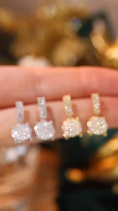 18k Gold Earrings Studded with 0.76ct Natural Diamond