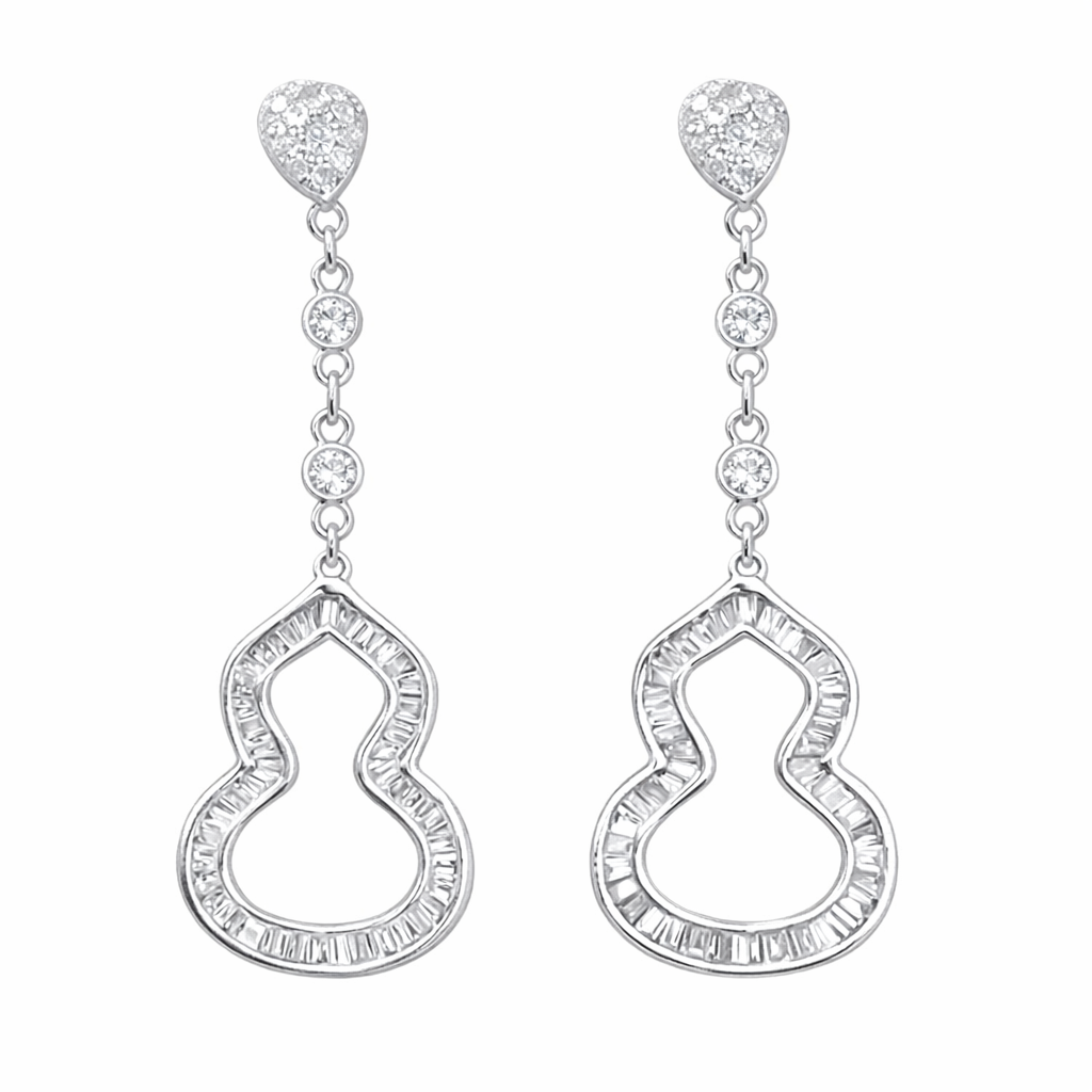 Gourd 18k Gold Earrings, Studded with 0.70ct Natural Diamond 