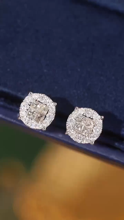 18k Gold Diamond Earrings with 0.90ct Natural Diamonds
