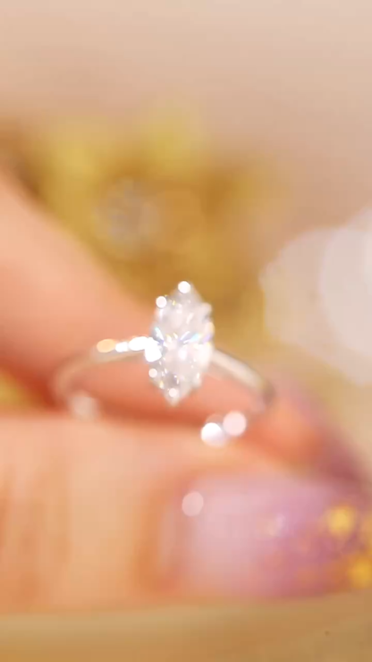 10K Gold Graceful Sparkle · 1ct Marquise Cut Six-Prong Diamond Ring