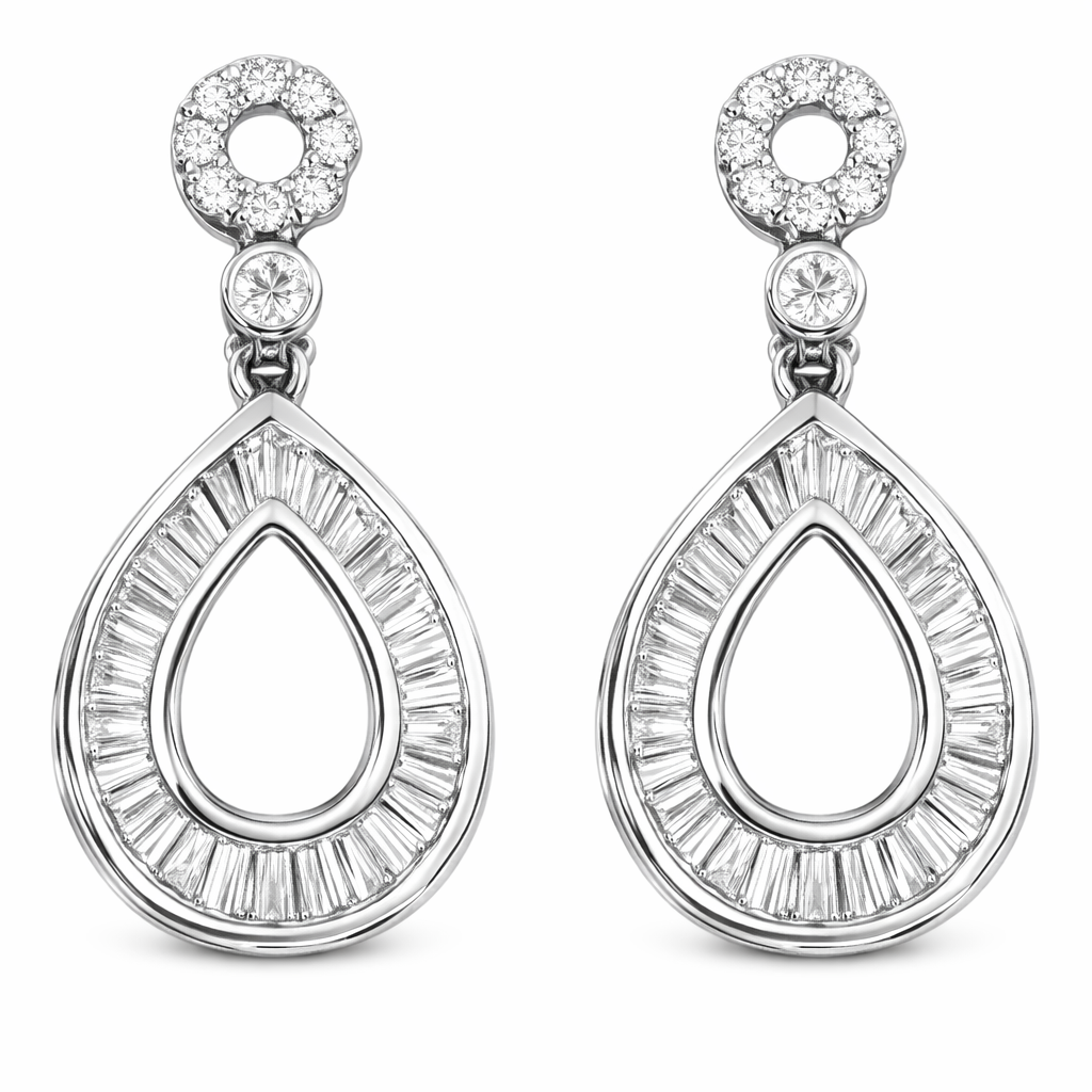 18k Gold Earrings, Studded with 0.80ct Natural Diamond 