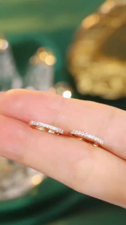 18k gold earrings set with 0.18ct natural diamond