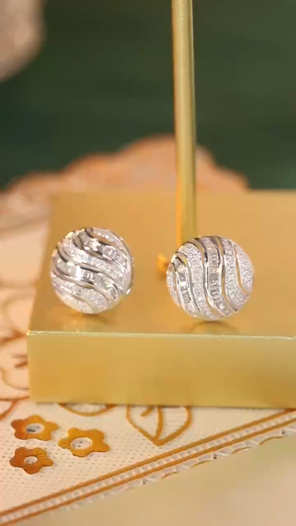 18k Gold Earrings, Studded with 0.50ct Natural Diamond 