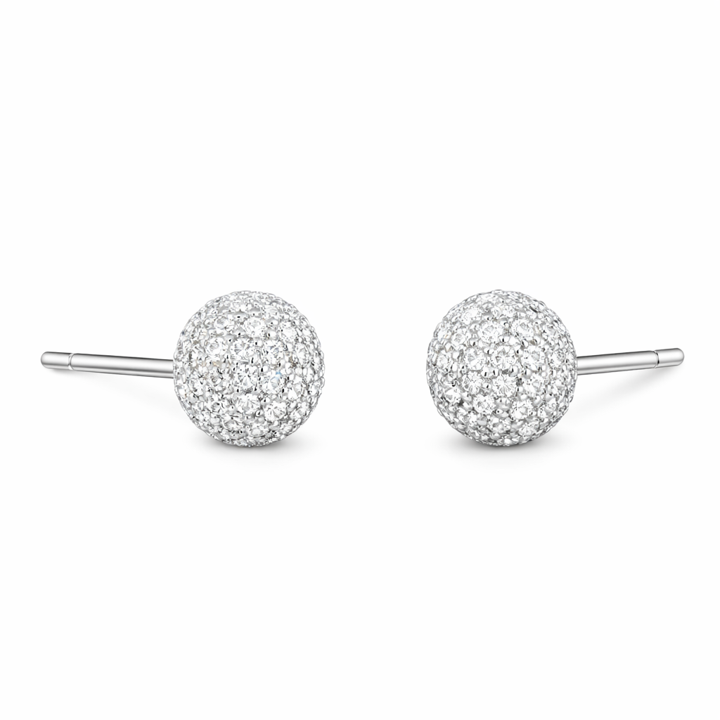 Leaves 18K Gold Natural Diamond Stud Earrings | Cluster-Set 0.24CT Diamonds
