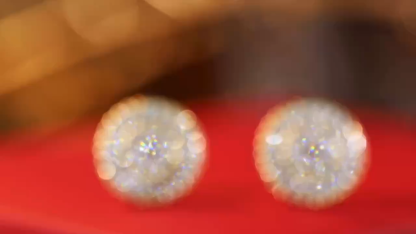 18K Gold Natural Diamond Stud Earrings | Cluster-Set 0.56CT Diamonds