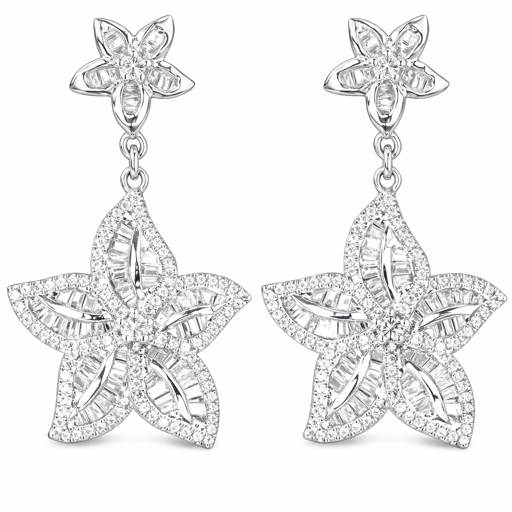 flowers 18k Gold Earrings, Studded with 1.00ct Natural Diamond 