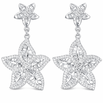 flowers 18k Gold Earrings, Studded with 1.00ct Natural Diamond 