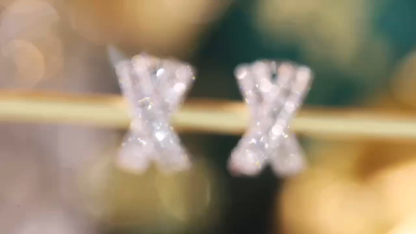 18k Gold Earrings, Studded with 0.60ct Natural Diamond 