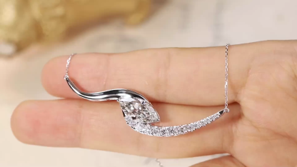 10K gold Timeless Glow · 1ct Marquise Cut Diamond Necklace with 0.30ct Side Stones