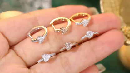 18k Gold Earrings, Studded with 0.18ct Natural Diamond 