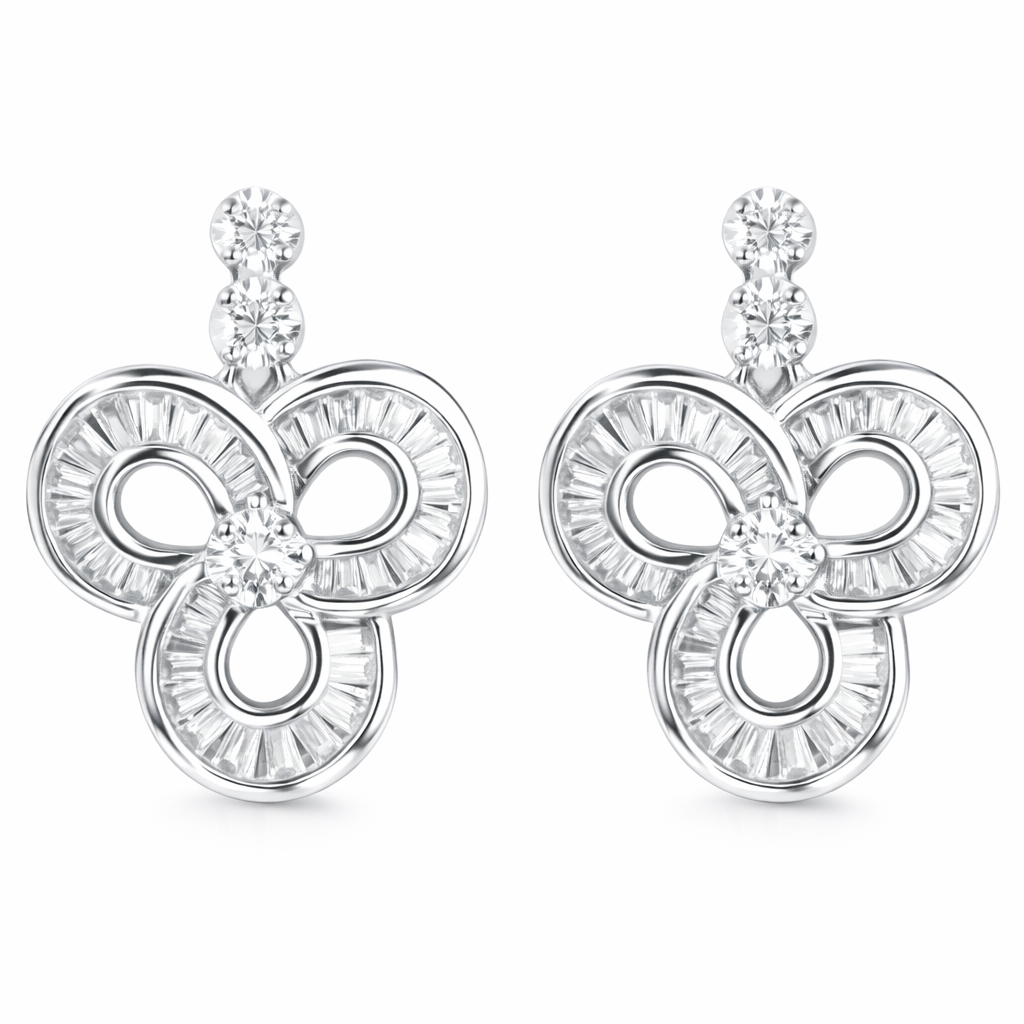 Leaves 18K Gold Natural Diamond Stud Earrings | Cluster-Set 0.24CT Diamonds