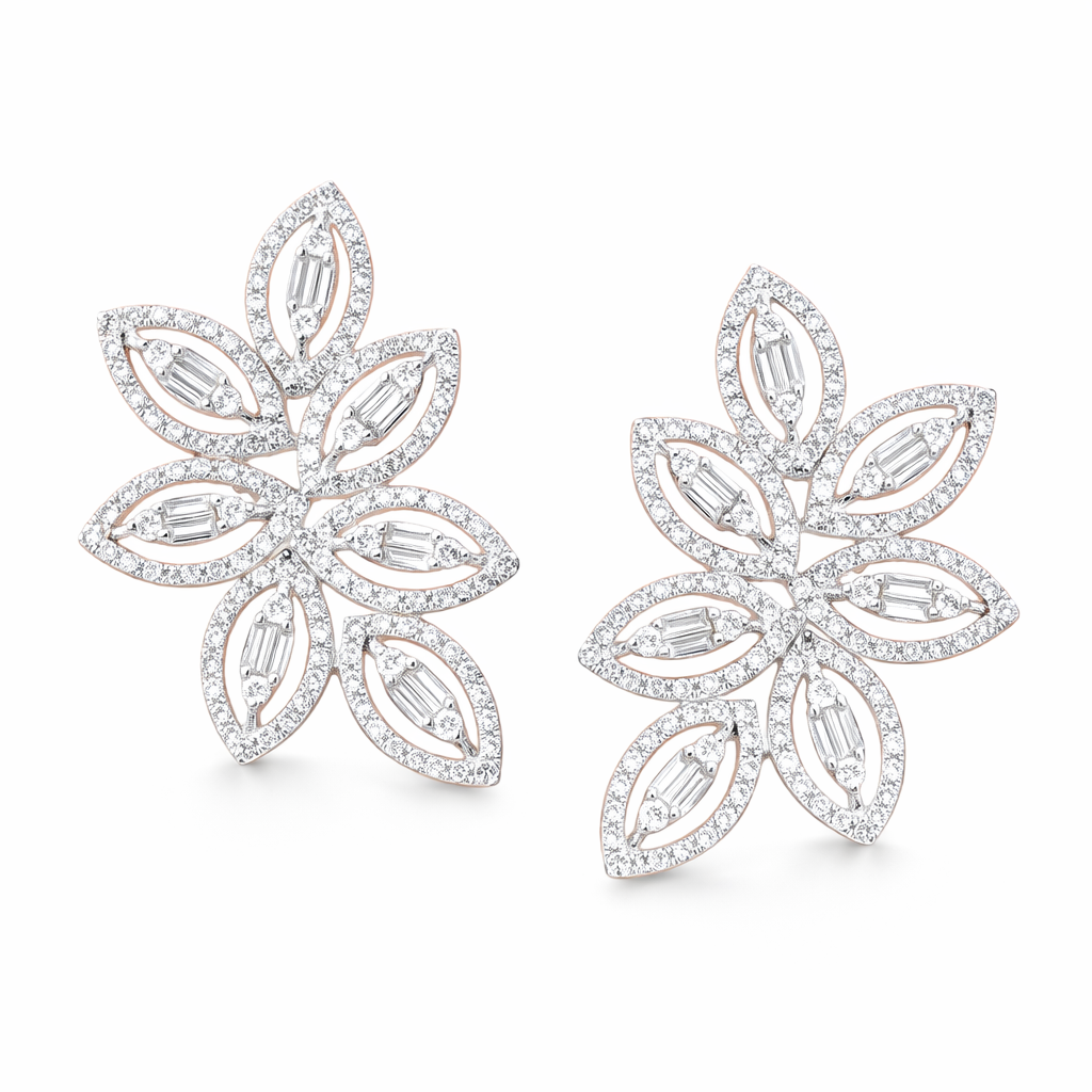 18k Gold Earrings, Studded with 1.16ct Natural Diamond 