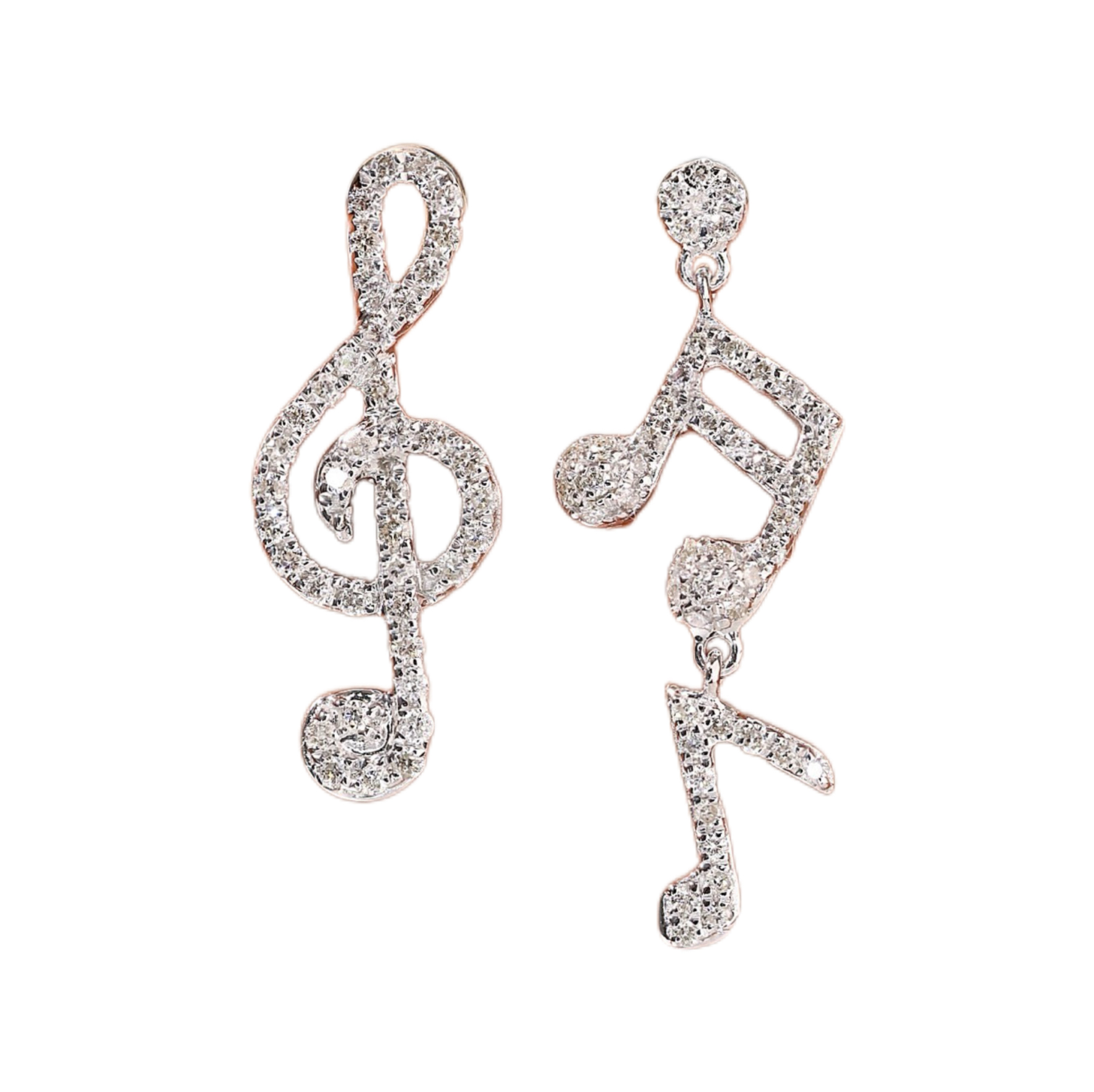 Leaves 18K Gold Natural Diamond Stud Earrings | Cluster-Set 0.24CT Diamonds