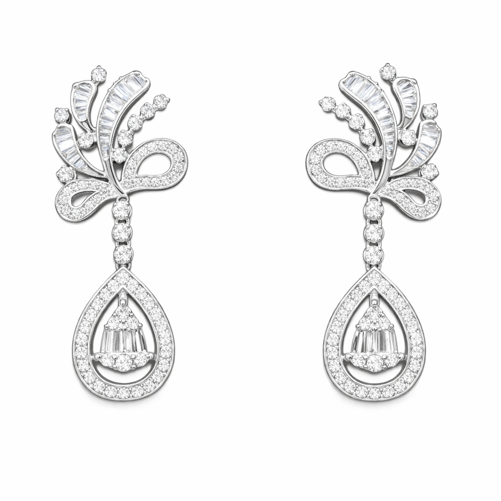 18k Gold Earrings, Studded with 1.20ct Natural Diamond 
