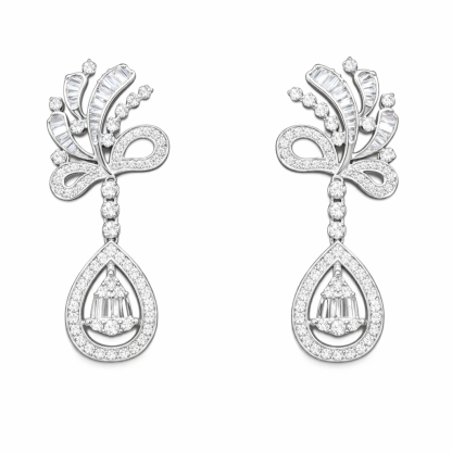 18k Gold Earrings, Studded with 1.20ct Natural Diamond 
