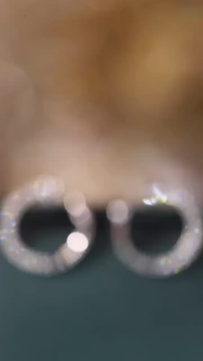 18k Gold Earrings with Pin Design, Inlaid with 0.28ct Natural Diamond