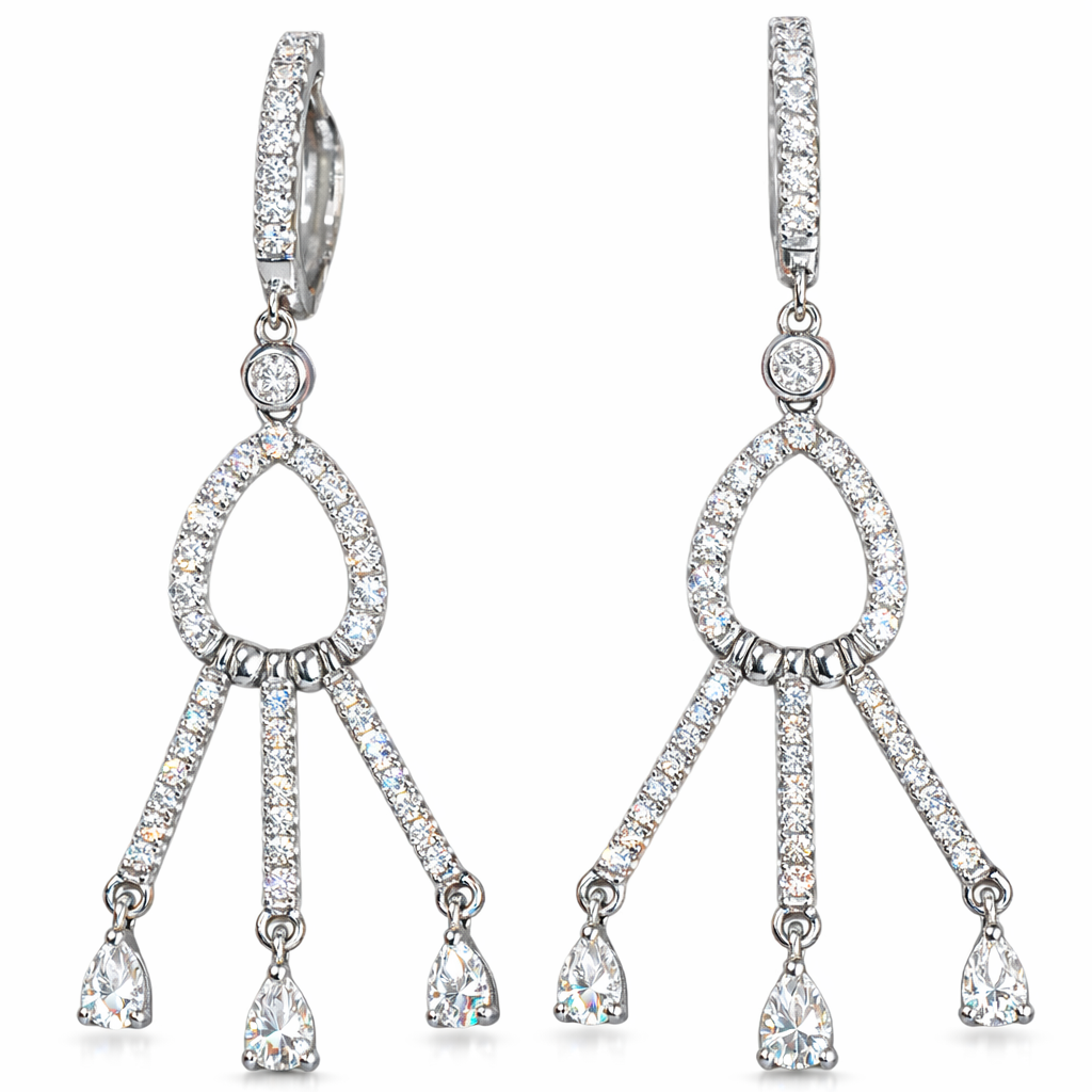 18k gold stud earrings set with 0.90ct natural diamond pear-shaped diamonds