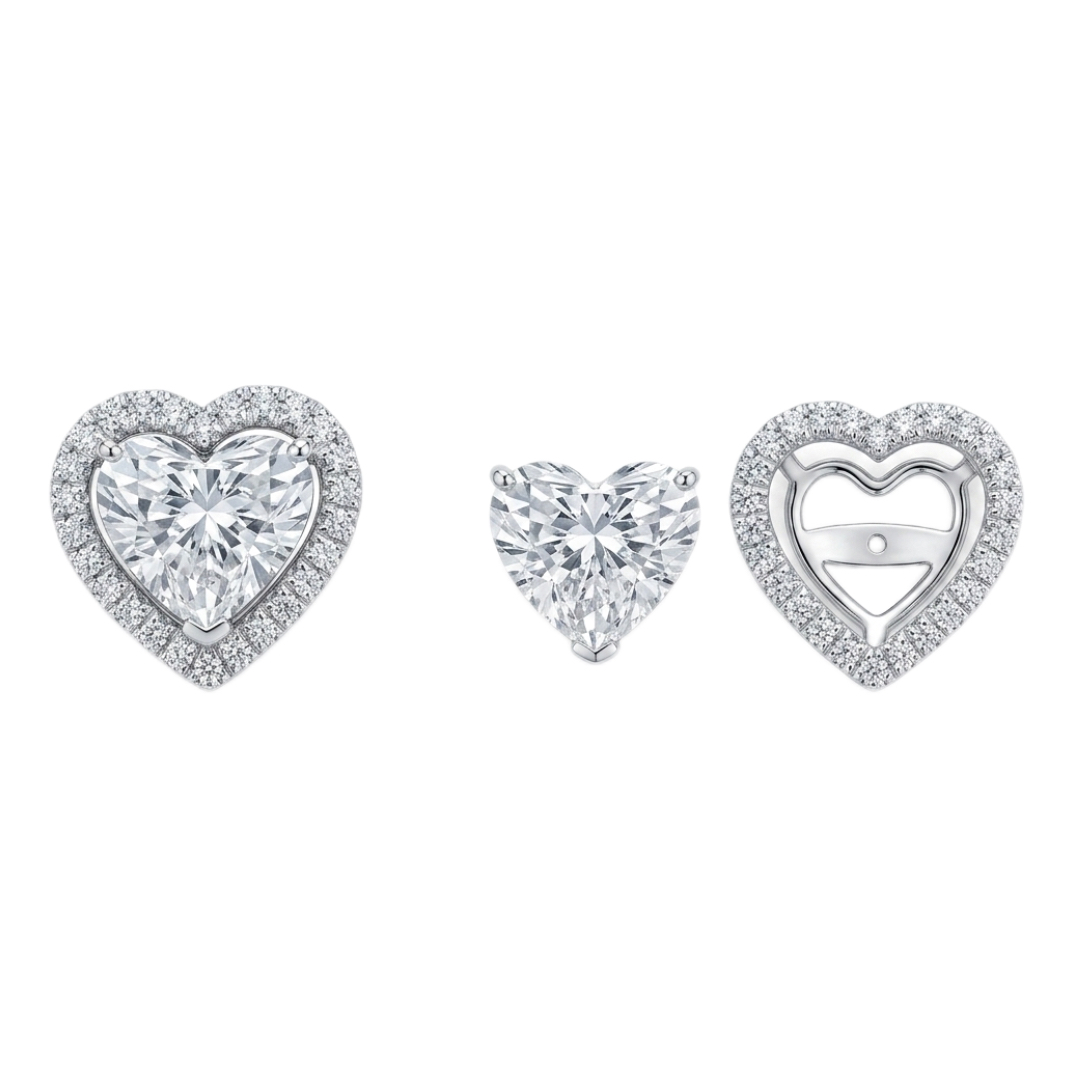 10K gold Romantic Versatility · Heart Cut Lab Grown Diamond Two-Way Earrings