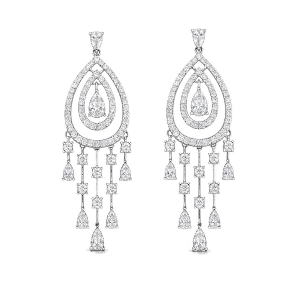 18k gold earrings with a 1.60-carat natural diamond set in a drip-shaped, three-prong setting.