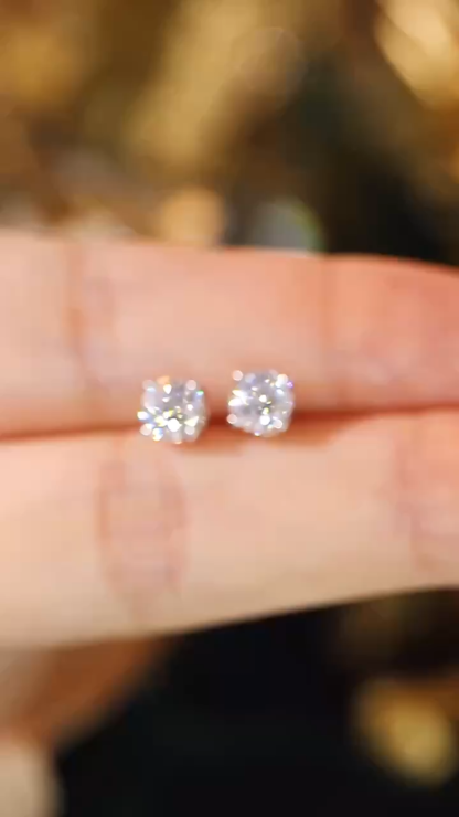 18k Gold Diamond Earrings with 1ct Natural Diamonds