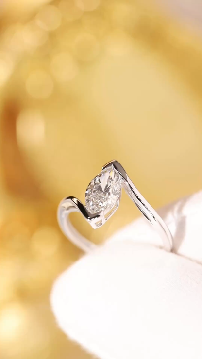 10K Gold Graceful Lines · 1ct Marquise Cut Floating Diamond Ring