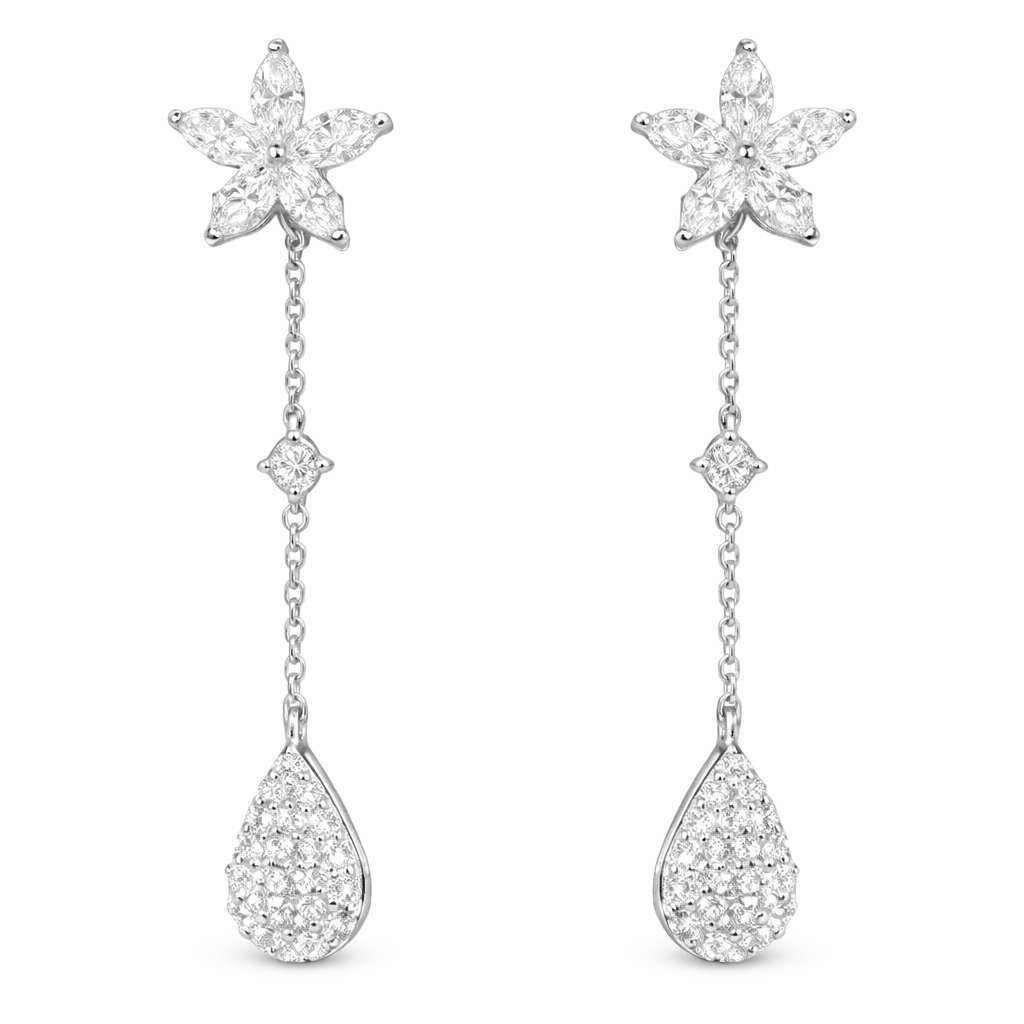 18k Gold Earrings with Two Wearing Styles, Inlaid with 0.60ct Natural Diamonds