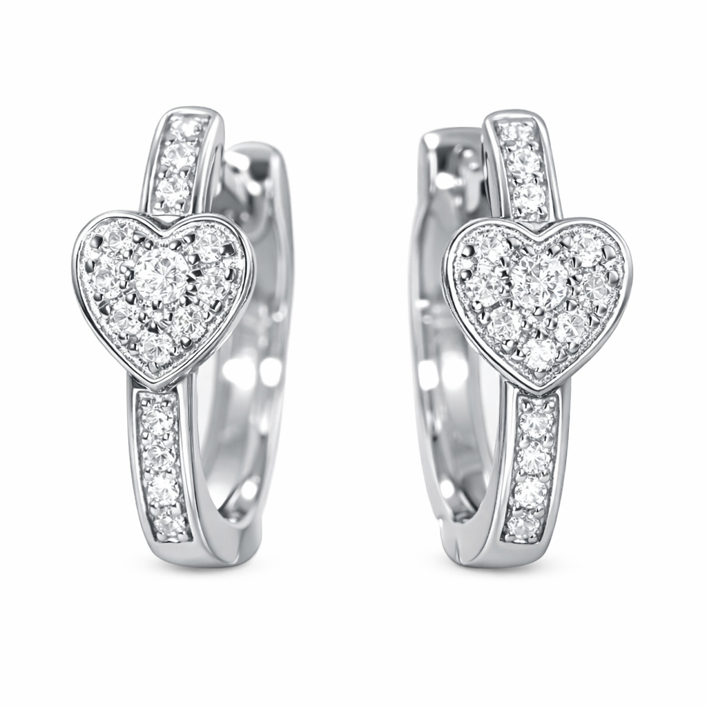 18k Gold Earrings, Studded with 0.18ct Natural Diamond 
