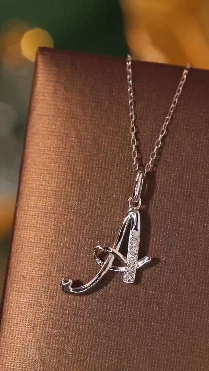 18k Gold Necklace with the Letter "A" Inlaid with 0.05ct Natural Diamond