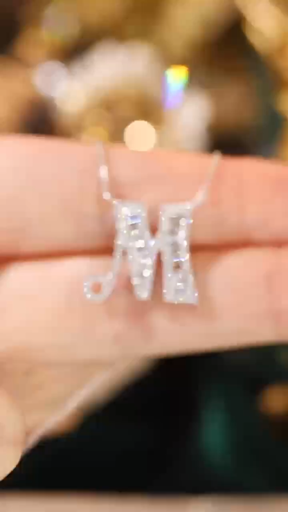 18k Gold Necklace with the Letter "M" Inlaid with 0.60ct Natural Diamond
