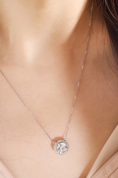 10K gold Radiant Halo · 2ct Lab Grown Diamond Pendant with 0.18ct Accent