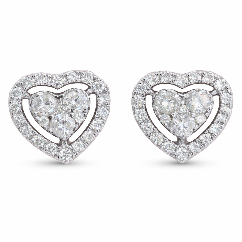 18k gold stud earrings set with 0.60ct diamond prong Love