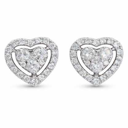 18k gold stud earrings set with 0.60ct diamond prong Love