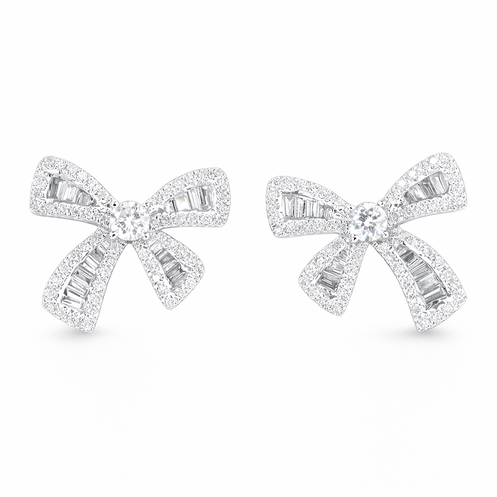 Butterfly 18k Gold Earrings, Studded with 0.70ct Natural Diamond 