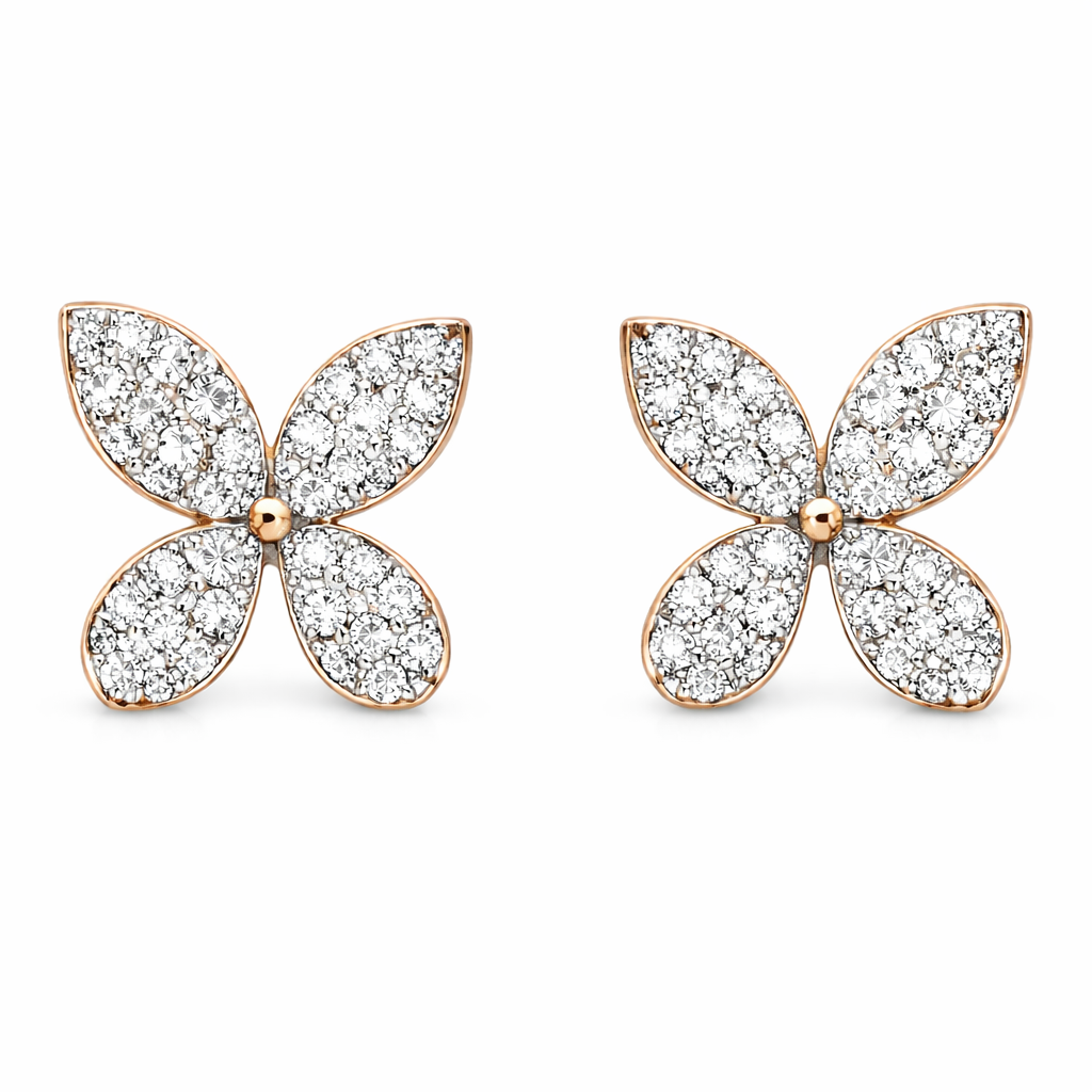18k gold earrings with a bow design, featuring a natural diamond of 0.40carats