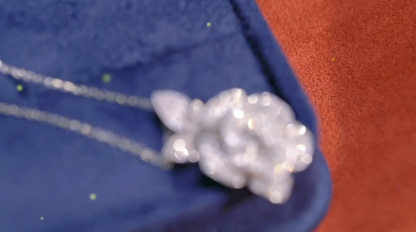 18k Gold Necklace with Flower Design, Natural Diamond 0.73ct