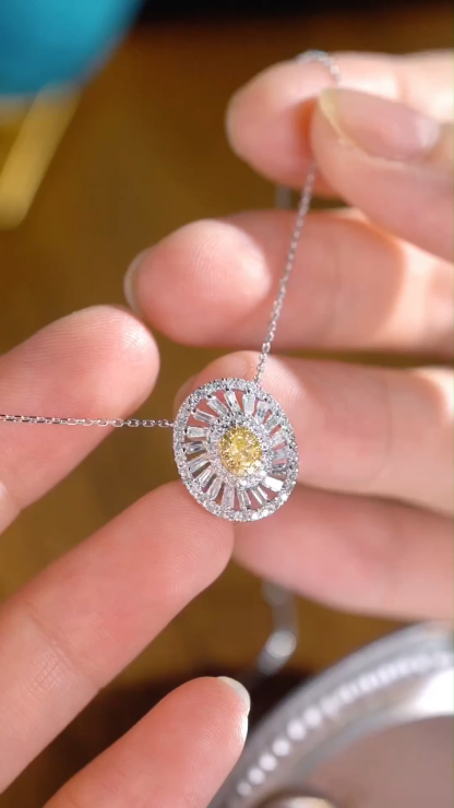 18k Gold Diamond Necklace with Yellow Diamonds, Natural Diamonds totaling 0.60ct